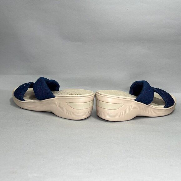 Bzees Dynasty Sandals Women's Size 8 Blue Bright Wedge Beach Slide‎ Flip Flops - Picture 6 of 11